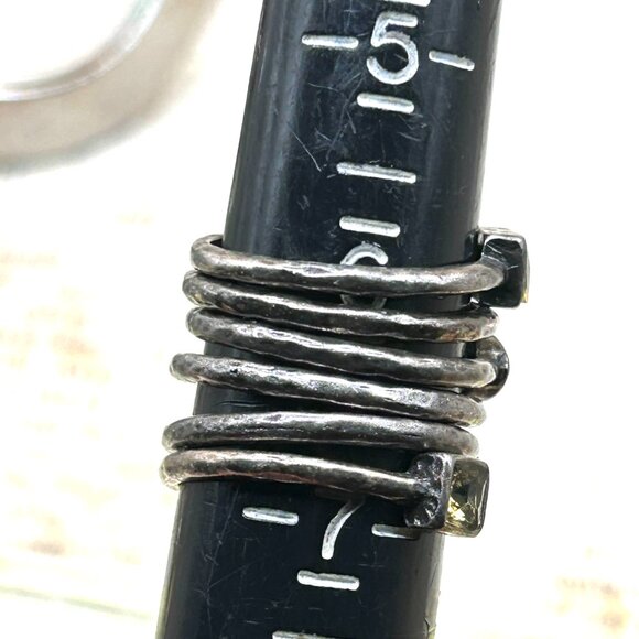 Bundle Lot of 6 Hammered Stacking Silver Gun Metal Crystal Colorful Stone Rings - Picture 7 of 9